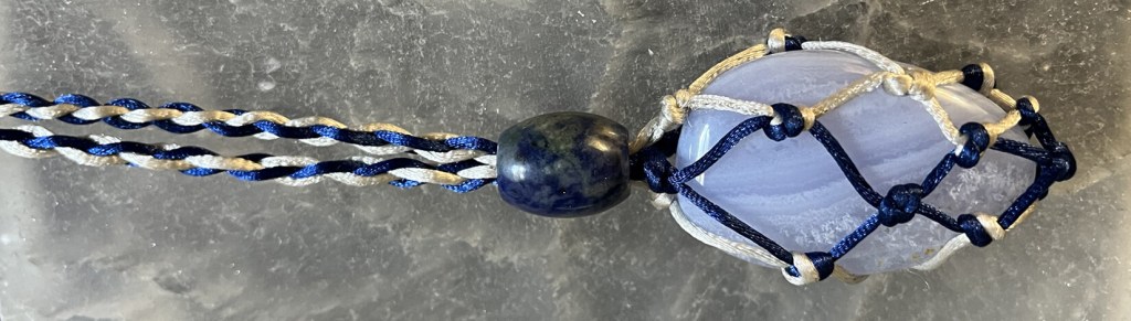 Blue Lace Agate Crystal Holder Pendant&nbsp;Necklace