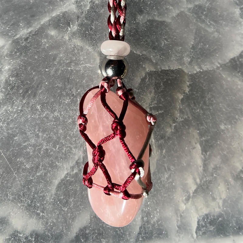 For Sale - Handmade rose quartz crystal holder necklace in Gainesville, Florida