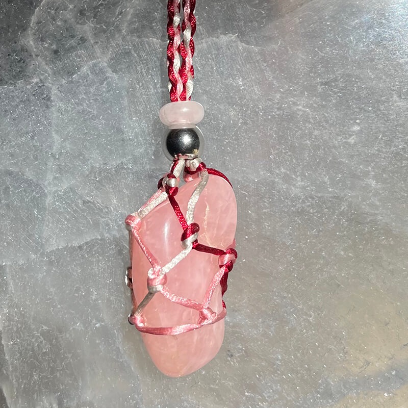 For Sale - Handmade rose quartz crystal holder necklace in Gainesville, Florida