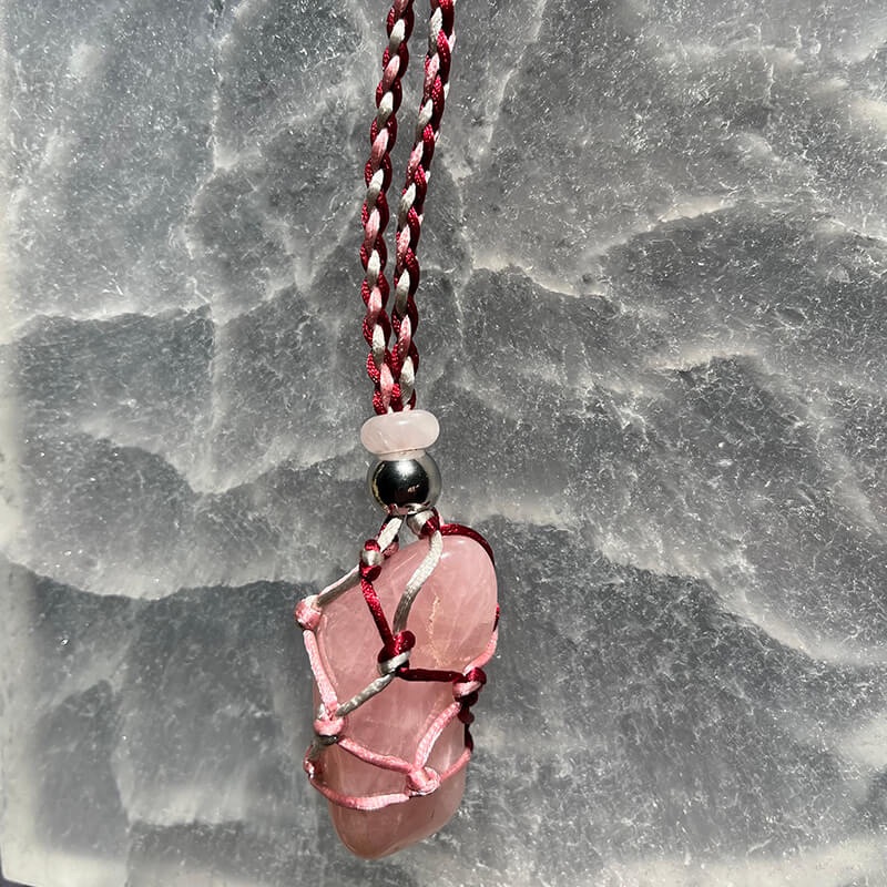 For Sale - Handmade rose quartz crystal holder necklace in Gainesville, Florida