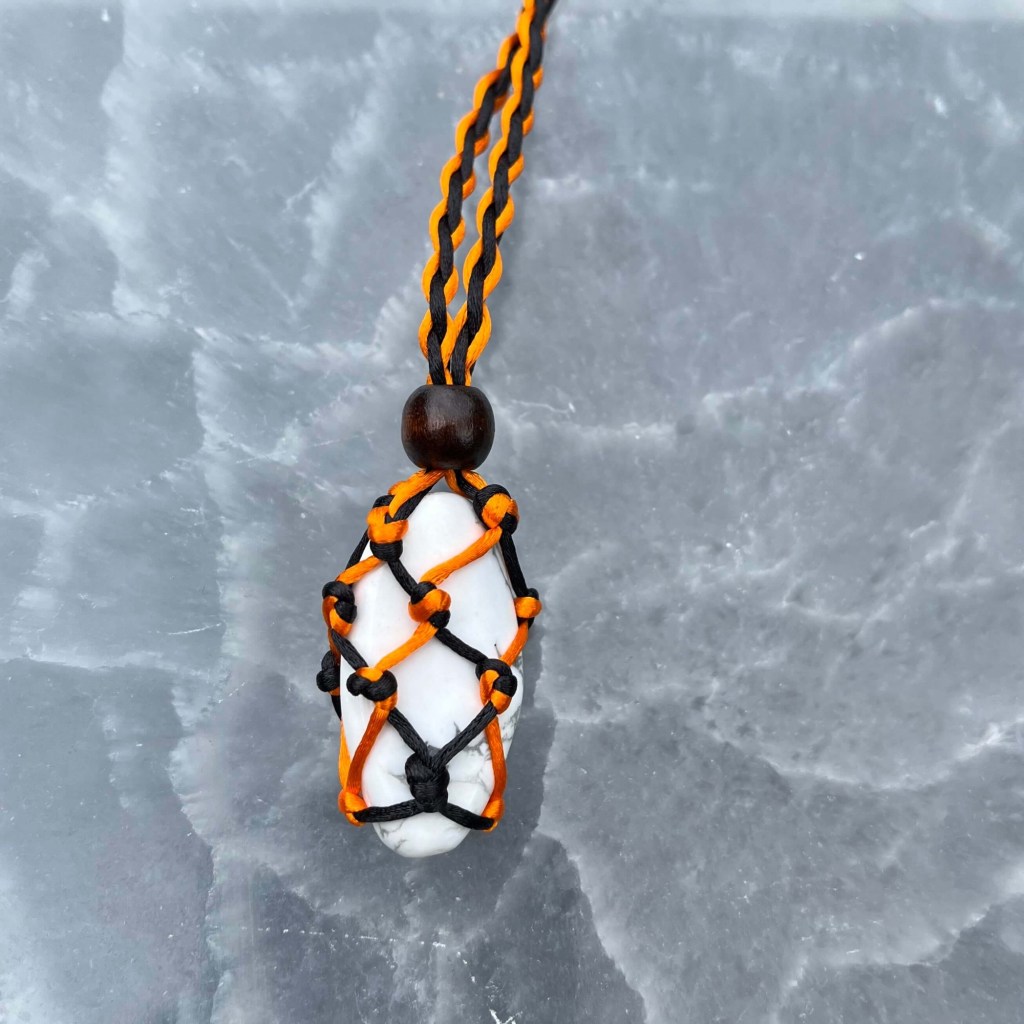 For Sale - Handmade Halloween Howlite crystal holder necklace in Gainesville, Florida