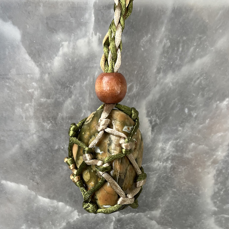 For Sale - Handmade Rainforest Jasper crystal holder necklace in Gainesville, Florida