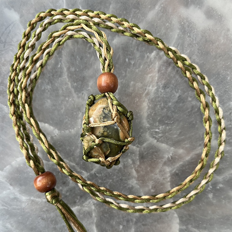For Sale - Handmade Rainforest Jasper crystal holder necklace in Gainesville, Florida