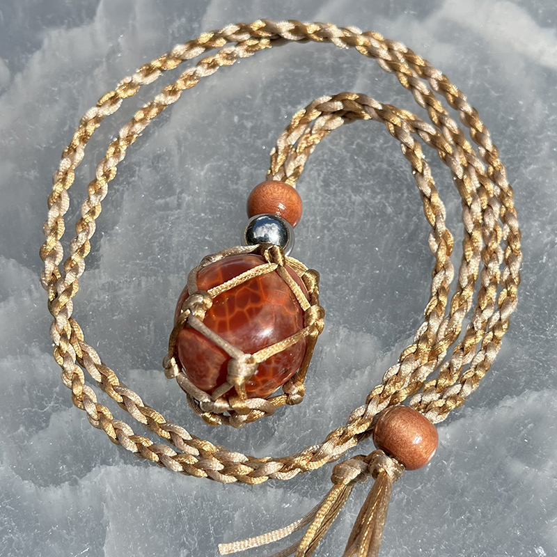 For Sale - Handmade Snakeskin Agate crystal holder necklace in Gainesville, Florida