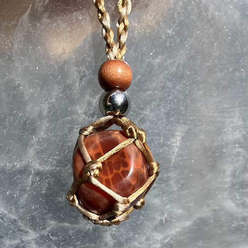 For Sale - Handmade Snakeskin Agate crystal holder necklace in Gainesville, Florida