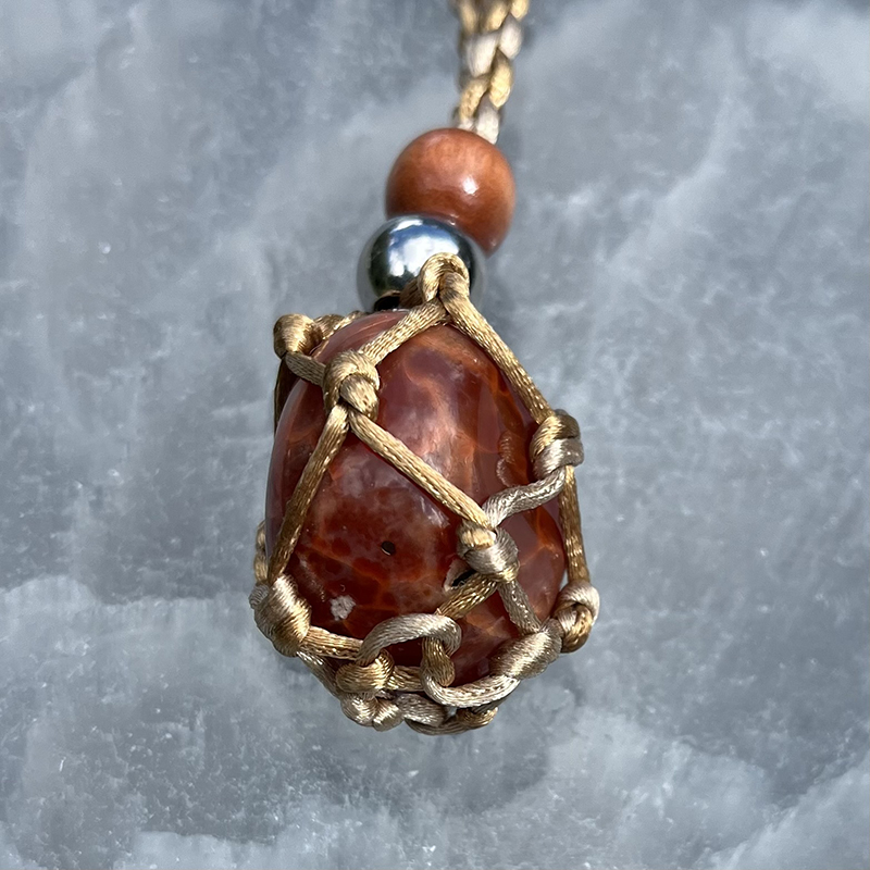 For Sale - Handmade Snakeskin Agate crystal holder necklace in Gainesville, Florida