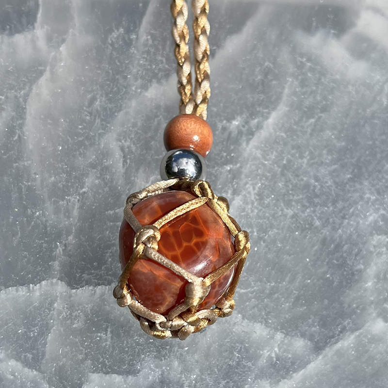 For Sale - Handmade Snakeskin Agate crystal holder necklace in Gainesville, Florida